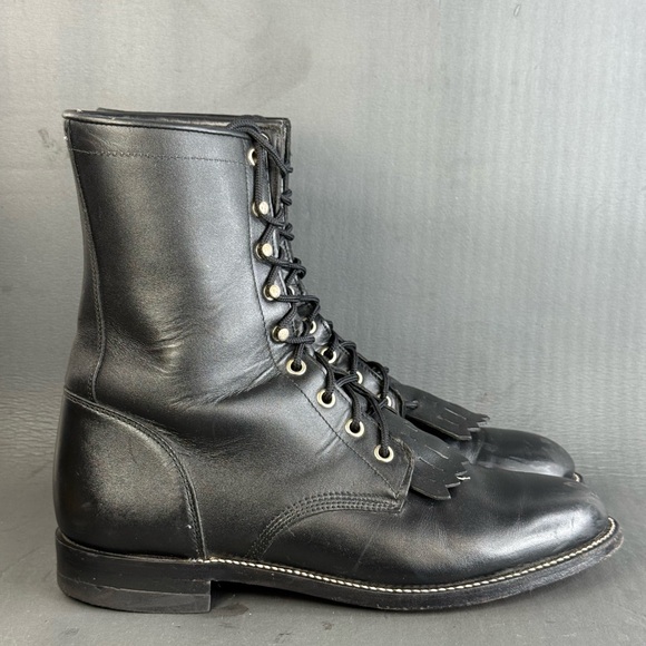 Justin Boots Shoes - Justin Boots  Black Lace Up Kiltie western cowboy boots women size 8.5